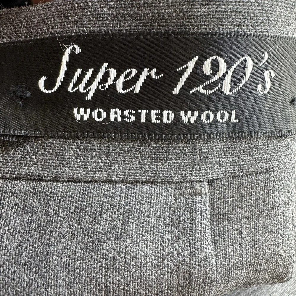 NWT Bachrach Super 120's Wool Pants 36 R X 36" Unhemmed Grey Pleated Lightweight - Picture 3 of 10